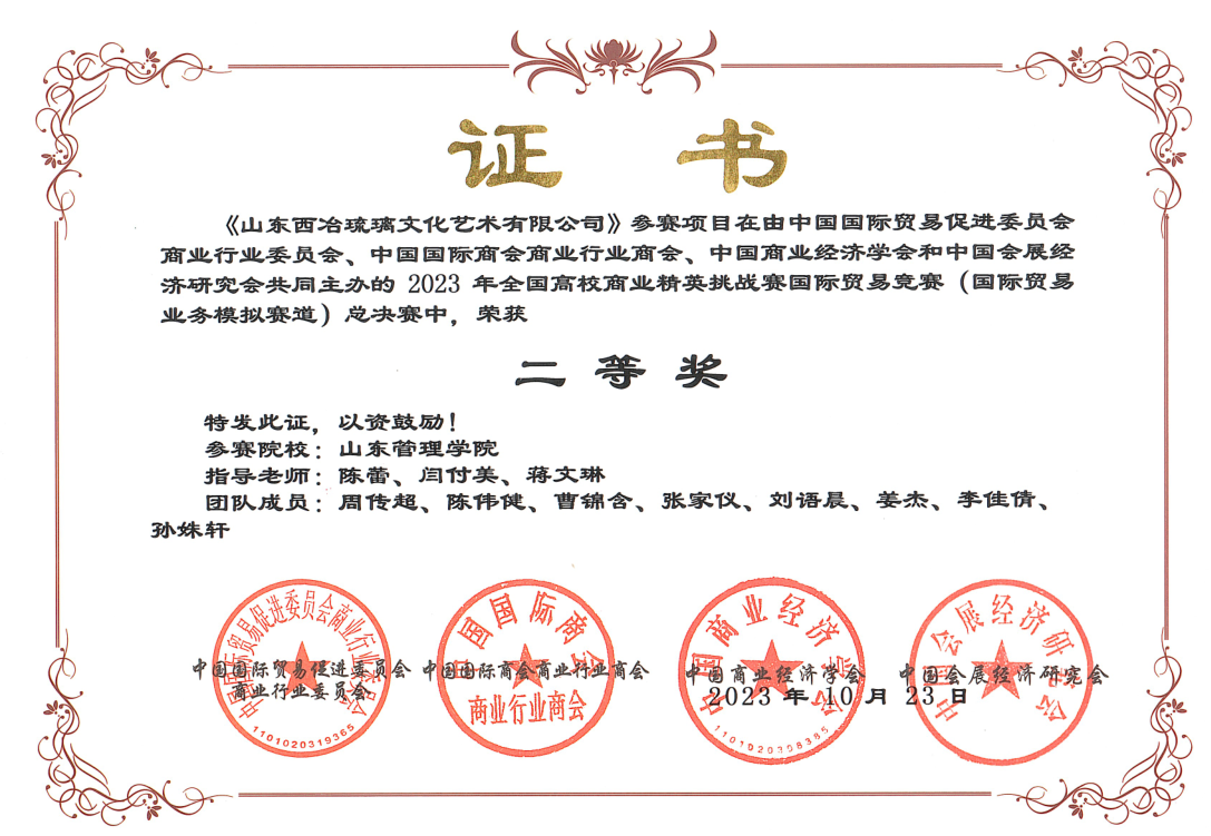 山东管理学院学生在2023全国高校商业精英挑战赛国际贸易竞赛中荣获佳绩